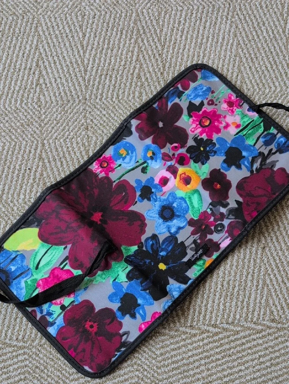 thirty-one Fold N Go Organizer Office Travel Case Pink Blue Black Floral Print